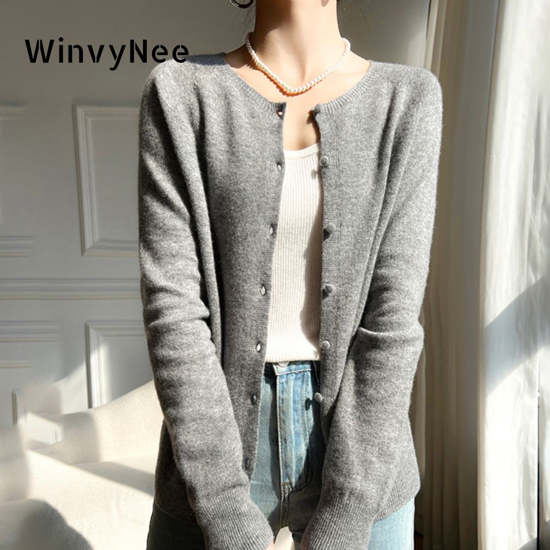Vintage Collectible Buttons - WinvyNee-Cardigans en laine pour femmes, pulls