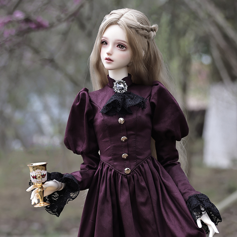 Vintage Collectible Dolls - Elina-Robe violette aristocratique vintage pour femme,